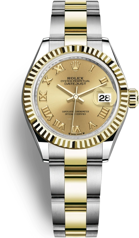 Rolex,Lady-Datejust 28mm,28mm,Yellow Gold,Oystersteel,Champagne,Automatic,Day,55hours,279173,279173-0010