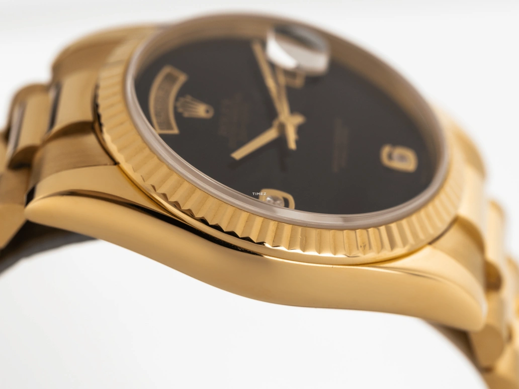 Rolex,Day-Date 36 36mm,36mm,Yellow Gold,Black,Automatic,Date,Day,118238 Onyx Arabic