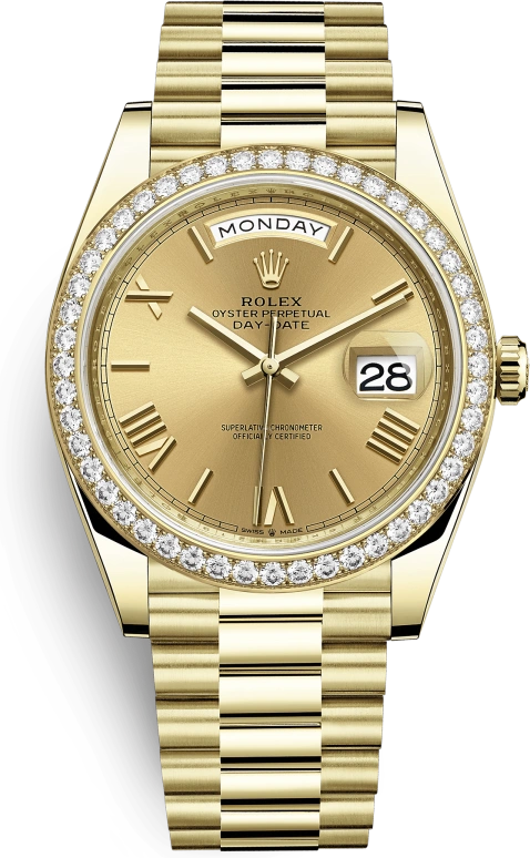 Rolex,Day-Date 40 40mm,40mm,Yellow Gold,Champagne,Automatic,Date,Day,228348RBR,228348RBR-0003