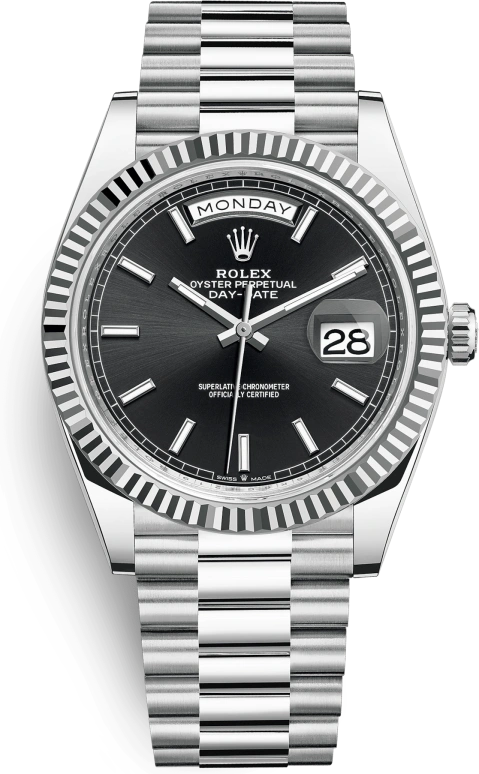Rolex,Day-Date 40 40mm,40mm,Platinum,Black,Automatic,Date,Day,228236,228236-0003