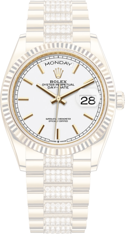 Rolex,Day-Date 36 36mm,36mm,Yellow Gold,White,Automatic,Date,Day,128238,128238-0082