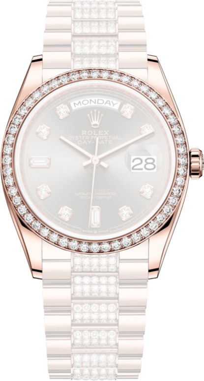 Rolex,Day-Date 36 36mm,36mm,Rose Gold,Grey,Automatic,Date,Day,128345RBR,128345RBR-0053