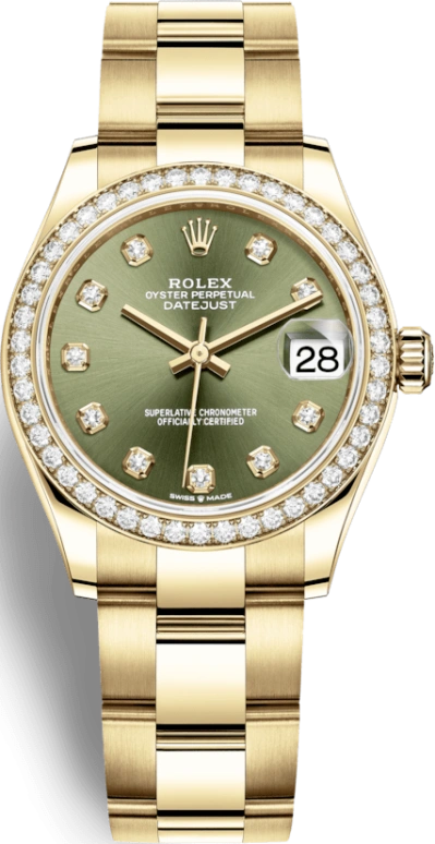 Rolex,Datejust 31 31mm,31mm,Yellow Gold,Green,Automatic,Day,55hours,278288RBR,278288RBR-0014