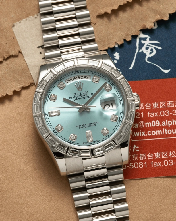 Rolex,Day-Date 36 36mm,36mm,Platinum,Ice Blue,Automatic,Date,Day,118366 Platinum Diamond