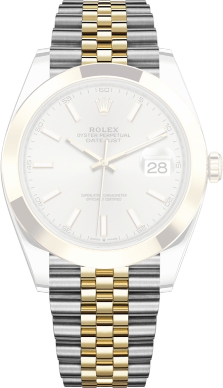 Rolex,Datejust 41 41mm,41mm,Yellow Gold,Stainless Steel,Silver,Automatic,Day,70hours,126303,126303-0002
