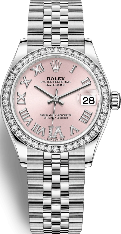 Rolex,Datejust 31 31mm,31mm,White Gold,Stainless Steel,Pink,Automatic,Day,55hours,278384RBR,278384RBR-0028