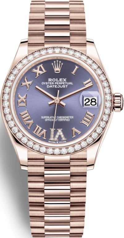 Rolex,Datejust 31 31mm,31mm,Rose Gold,Purple,Automatic,Day,55hours,278285RBR,278285RBR-0023