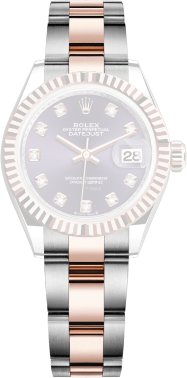 Rolex,Lady-Datejust 28mm,28mm,Rose Gold,Stainless Steel,Purple,Automatic,Day,55hours,279171,279171-0016