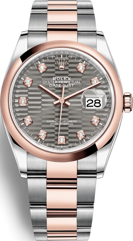 Rolex,Datejust 36 36mm,36mm,Oystersteel,Everose Gold,Grey,Automatic,Day,70hours,126201,126201-0042