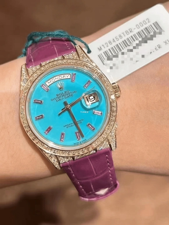 Rolex,Day-Date 36 40mm,40mm,Rose Gold,Blue,Automatic,Date,Day,128458TBR,128458TBR-0002