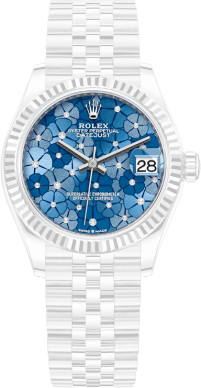 Rolex,Datejust 31 31mm,31mm,White Gold,Stainless Steel,Blue,Automatic,Day,55hours,Neymar,278274,278274-0036
