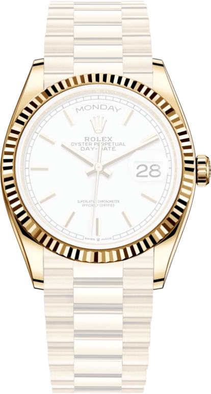 Rolex,Day-Date 36 36mm,36mm,Yellow Gold,White,Automatic,Date,Day,128238,128238-0081