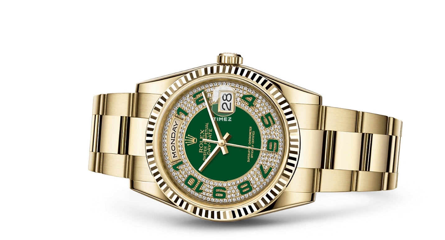 Rolex,Day-Date 36 36mm,36mm,Yellow Gold,Green,Automatic,Date,Day,118238,118238-0473