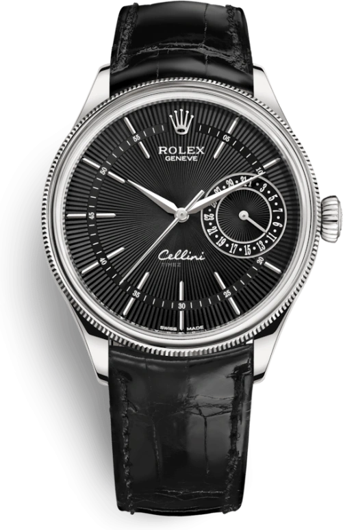 Rolex,Cellini 39mm,39mm,White Gold,Black,Automatic,Day,48hours,50519,50519-0007