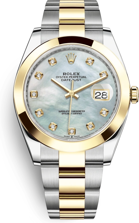 Rolex,Datejust 41 41mm,41mm,Yellow Gold,Stainless Steel,White,Automatic,Day,70hours,126303,126303-0017