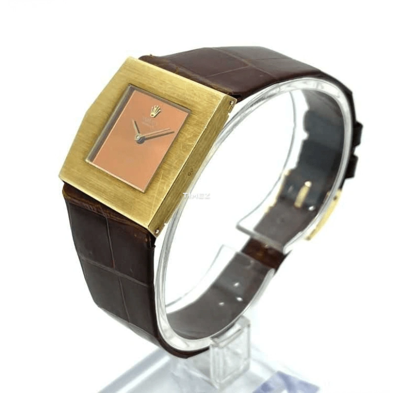 Rolex,Cellini 28mm,28mm,Yellow Gold,Brown,Handwound,Sapphire,Crystal Glass,Other,4017 YG