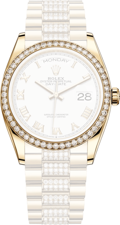 Rolex,Day-Date 36 36mm,36mm,Yellow Gold,White,Automatic,Date,Day,128348RBR,128348RBR-0043