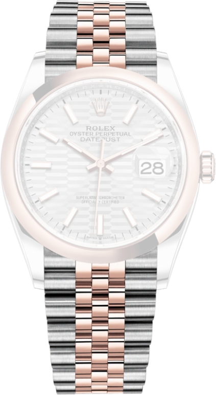 Rolex,Datejust 36 36mm,36mm,Rose Gold,Stainless Steel,Silver,Automatic,Day,70hours,126201,126201-0033