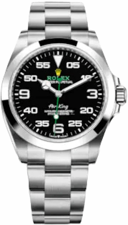Rolex,Air King 40mm,40mm,Stainless Steel,Black,Automatic,70hours,In-house Caliber,Gordon James Ramsay,126900,126900-0001