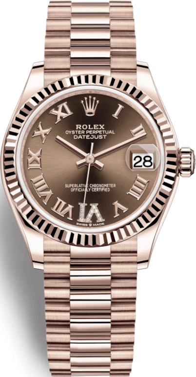Rolex,Datejust 31 31mm,31mm,Rose Gold,Brown,Chocolate,Automatic,Day,55hours,278275,278275-0025