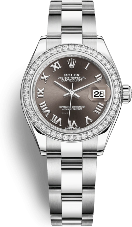 Rolex,Lady-Datejust 28mm,28mm,White Gold,Oystersteel,Grey,Automatic,Day,55hours,279384RBR,279384RBR-0016