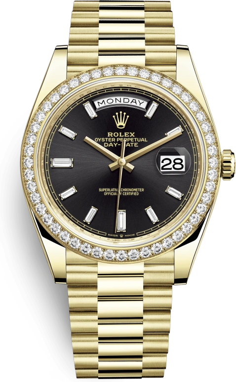 Rolex,Day-Date 40 40mm,40mm,Yellow Gold,Black,Automatic,Date,Day,228348RBR,228348RBR-0001