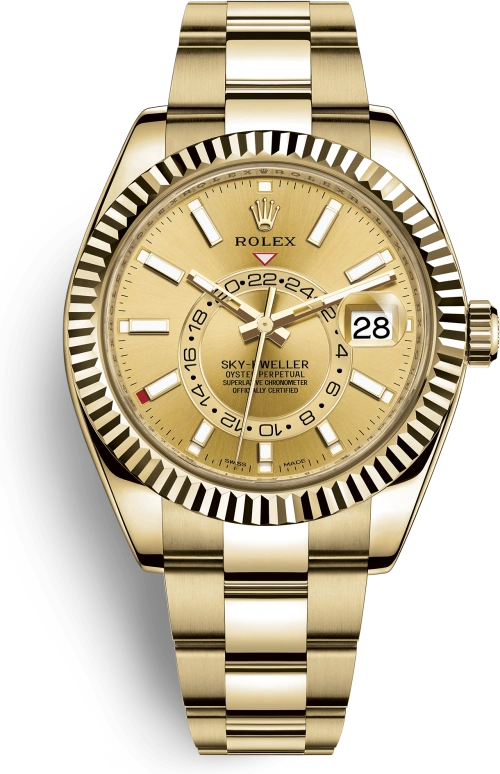 Rolex,Sky-Dweller 42mm,42mm,Yellow Gold,Champagne,Automatic,Annual Calendar,Month,Date,326938,326938-0003