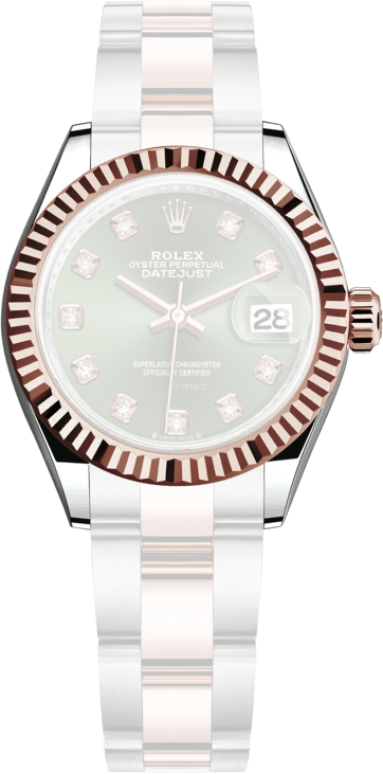 Rolex,Lady-Datejust 28mm,28mm,Rose Gold,Stainless Steel,Green,Automatic,Day,55hours,279171,279171-0008