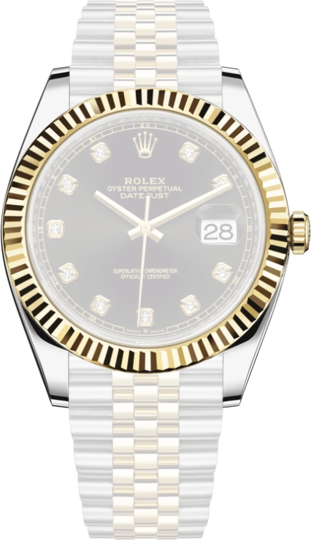 Rolex,Datejust 41 41mm,41mm,Yellow Gold,Stainless Steel,Black,Automatic,Day,70hours,126333,126333-0006