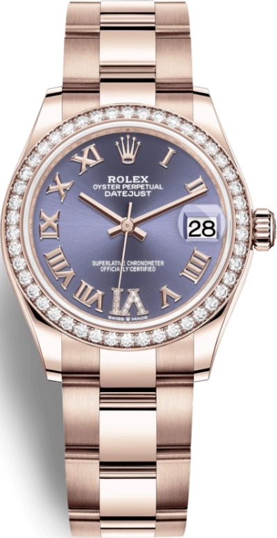 Rolex,Datejust 31 31mm,31mm,Rose Gold,Purple,Automatic,Day,55hours,278285RBR,278285RBR-0022