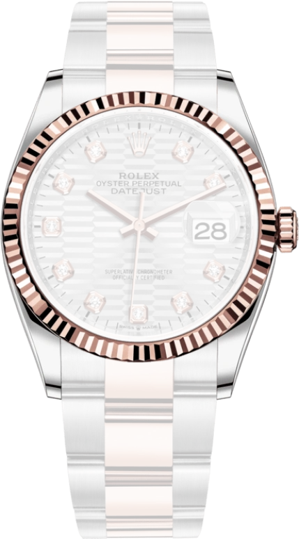 Rolex,Datejust 36 36mm,36mm,Oystersteel,Everose Gold,Silver,Automatic,Day,70hours,126231,126231-0040
