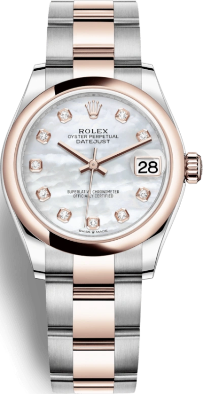 Rolex,Datejust 31 31mm,31mm,Rose Gold,Stainless Steel,White,Automatic,Day,55hours,278241,278241-0025