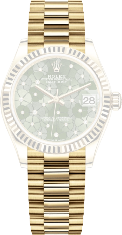Rolex,Datejust 31 31mm,31mm,Yellow Gold,Green,Automatic,Day,55hours,278278,278278-0046