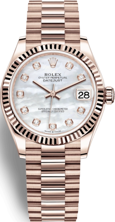 Rolex,Datejust 31 31mm,31mm,Rose Gold,White,Automatic,Day,55hours,278275,278275-0009
