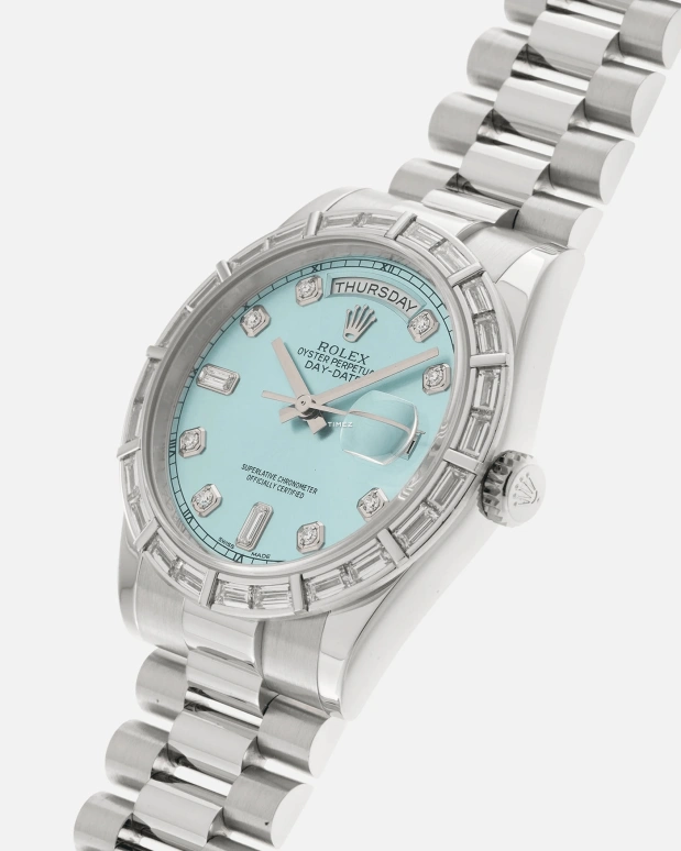 Rolex,Day-Date 36 36mm,36mm,Platinum,Ice Blue,Automatic,Date,Day,118366 Platinum Diamond