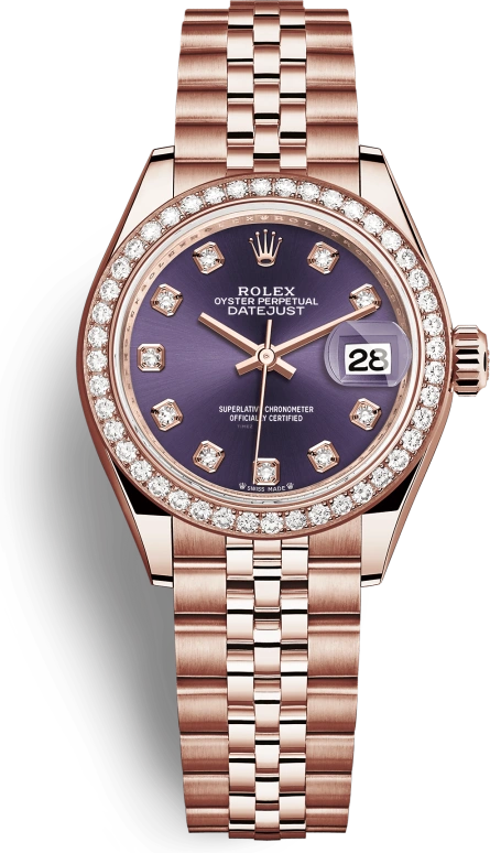 Rolex,Lady-Datejust 28mm,28mm,Rose Gold,Purple,Automatic,Day,55hours,279135RBR,279135RBR-0011