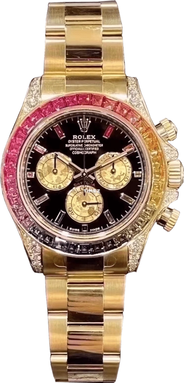Rolex,Daytona 40mm,40mm,Yellow Gold,Black,Gold,Automatic,Chronograph,72hours,Khaled Mohamed Khaled,Lionel Messi,DJ Khaled,La Pulga,GOAT,116598RBOW,116598RBOW-0004