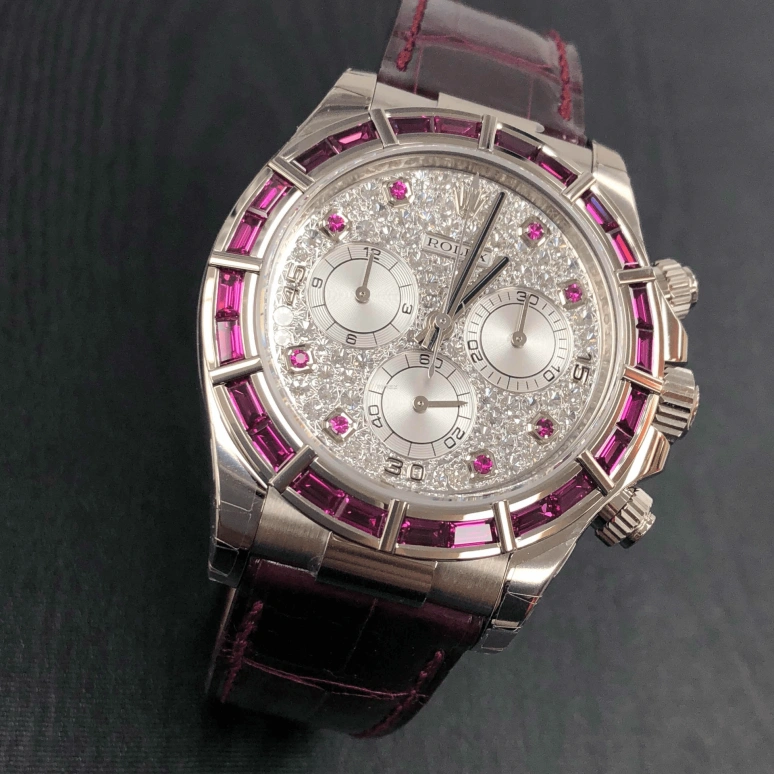 Rolex,Daytona 40mm,40mm,White Gold,Silver,Automatic,Chronograph,72hours,116589SALV Ruby Diamond