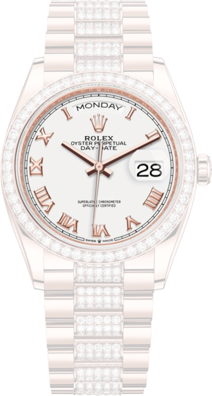 Rolex,Day-Date 36 36mm,36mm,Rose Gold,White,Automatic,Date,Day,128345RBR,128345RBR-0055