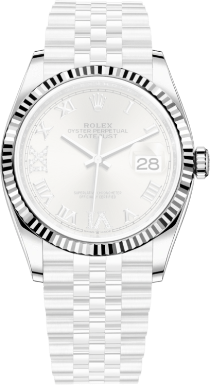 Rolex,Datejust 36 36mm,36mm,White Gold,Oystersteel,Silver,Automatic,Day,70hours,126234,126234-0029