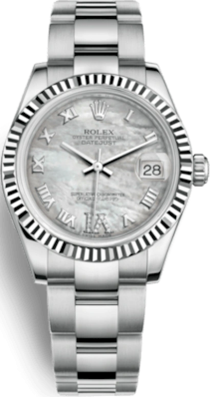 Rolex,Datejust 31 31mm,31mm,White Gold,Stainless Steel,White,Automatic,Day,48hours,178274,178274-0085