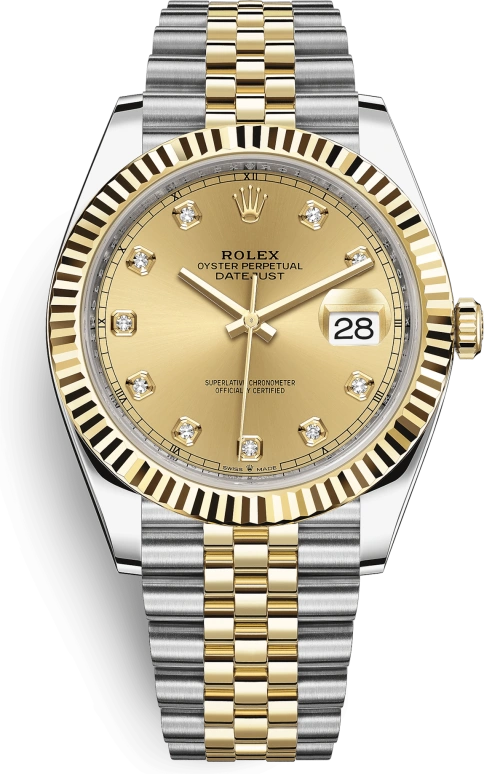 Rolex,Datejust 41 41mm,41mm,Yellow Gold,Stainless Steel,Champagne,Automatic,Day,70hours,126333,126333-0012
