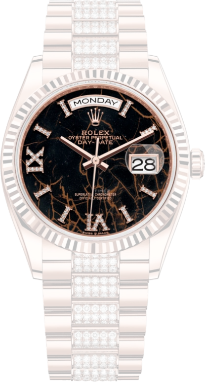 Rolex,Day-Date 36 36mm,36mm,Rose Gold,Black,Automatic,Date,Day,128235,128235-0042