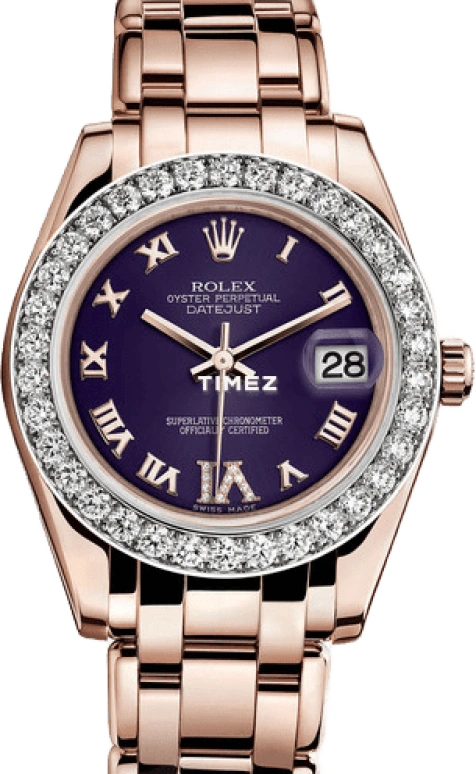 Rolex,Pearlmaster 34mm,34mm,Rose Gold,Purple,Automatic,Day,55hours,81285,81285-0029