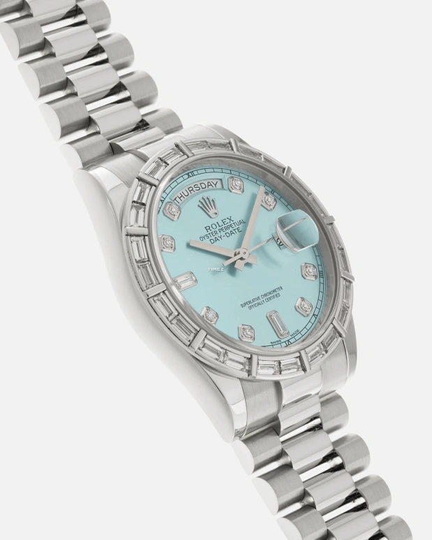 Rolex,Day-Date 36 36mm,36mm,Platinum,Ice Blue,Automatic,Date,Day,118366 Platinum Diamond