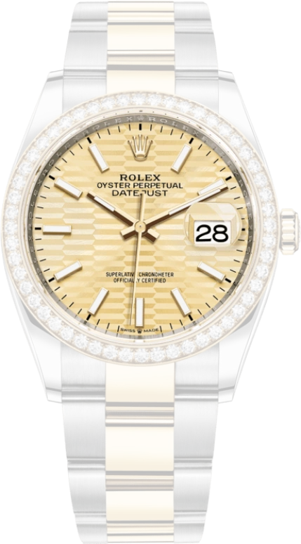 Rolex,Datejust 36 36mm,36mm,Yellow Gold,Stainless Steel,Champagne,Automatic,Day,70hours,126283RBR,126283RBR-0026