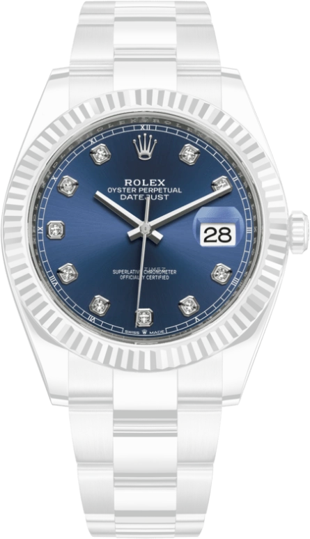 Rolex,Datejust 41 41mm,41mm,White Gold,Stainless Steel,Blue,Automatic,Day,70hours,126334,126334-0015