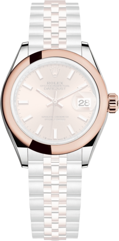 Rolex,Lady-Datejust 28mm,28mm,Rose Gold,Stainless Steel,Pink,Rose Gold,Automatic,Day,55hours,279161,279161-0023