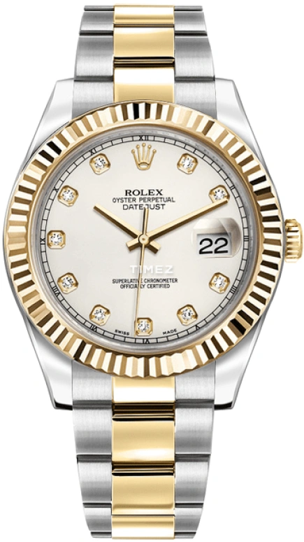 Rolex,Datejust II 41mm,41mm,Yellow Gold,Oystersteel,White,Automatic,Day,48hours,116333,116333-0008