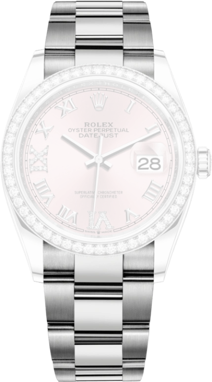 Rolex,Datejust 36 36mm,36mm,White Gold,Stainless Steel,Pink,Automatic,Day,70hours,126284RBR,126284RBR-0024